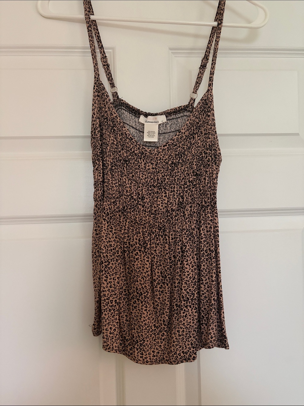 Leopard Print Smocked Cami Top